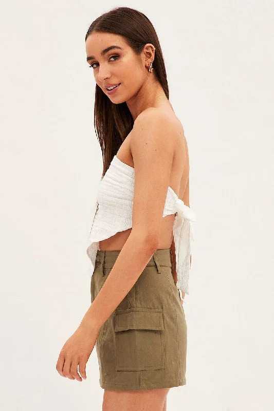 Green Cargo Skirt Mini Mid Rise