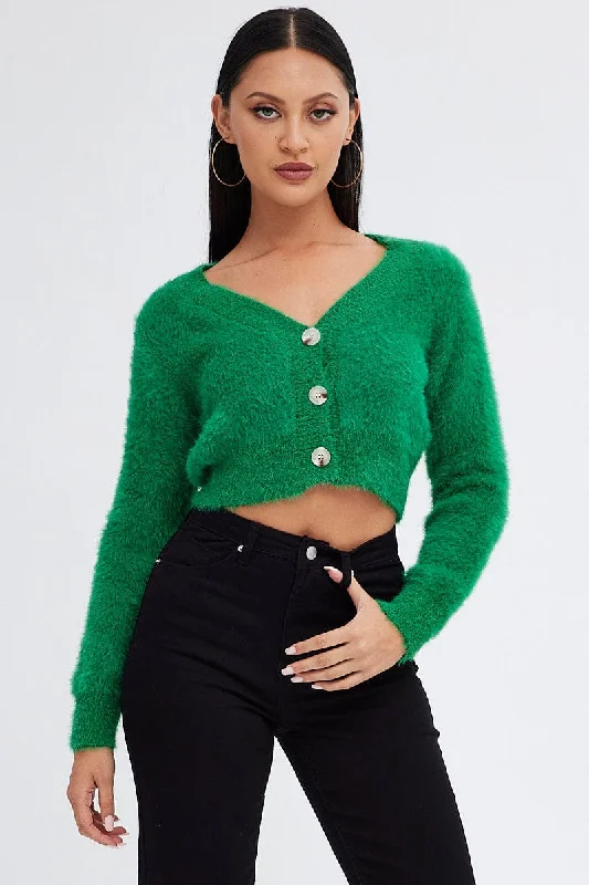 Green Fluffy Cardigan