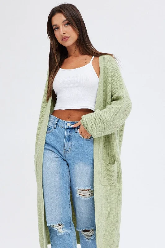 Green Longline Cardigan