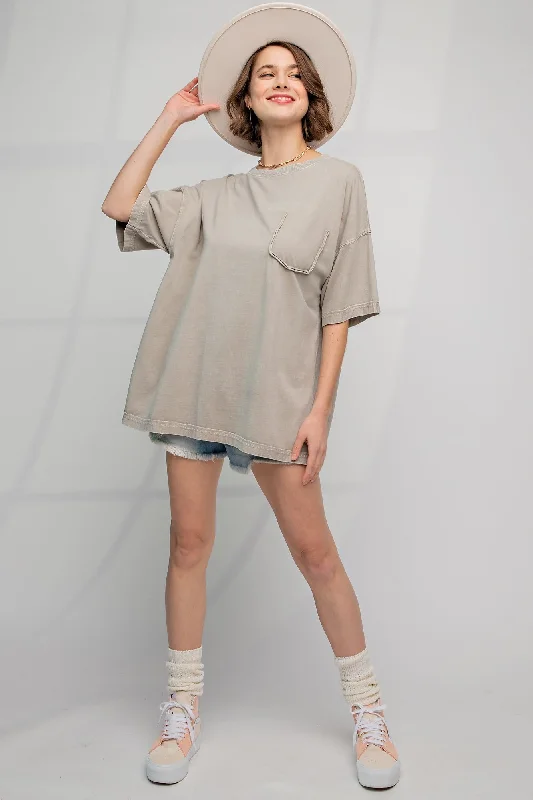 Grey Faded Wash Short Sleeve Top