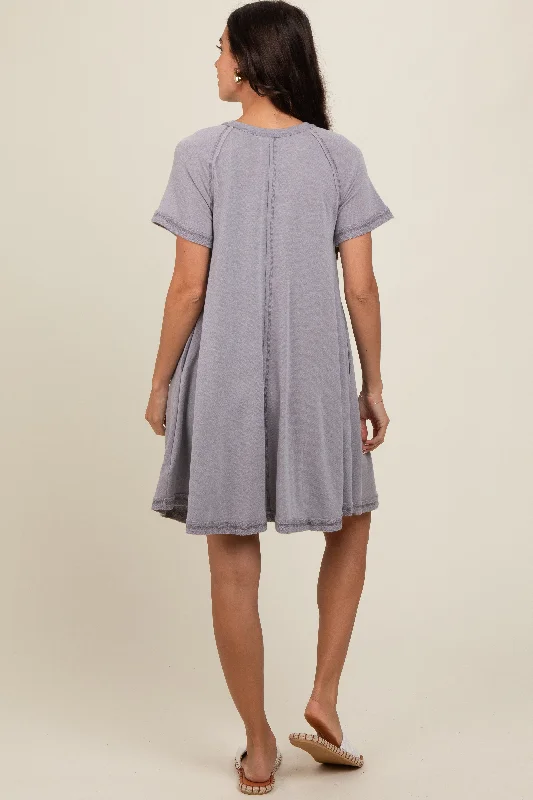 Grey Solid T-shirt Mini Dress