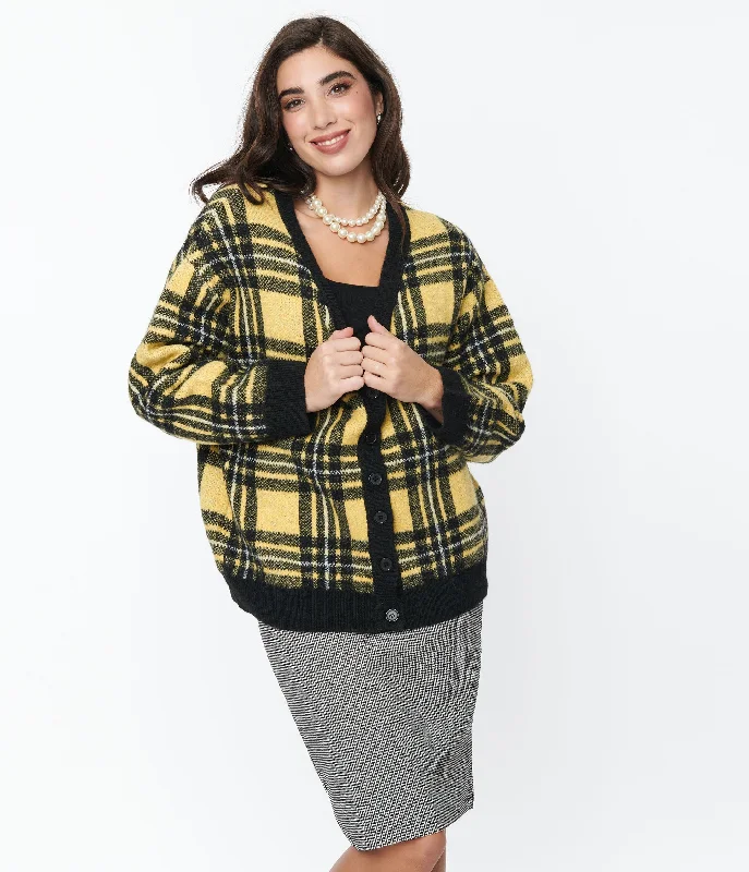 Hell Bunny Yellow & Black Plaid Cardigan