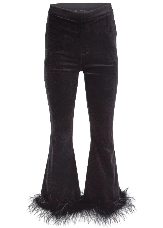 Feather trim trousers - Black