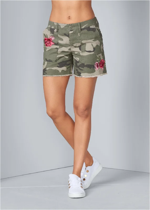 Camo shorts - Olive Multi