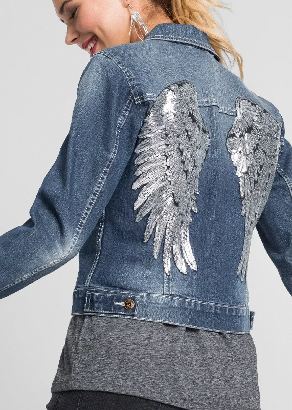 Sequin wing jean jacket - Medium Wash