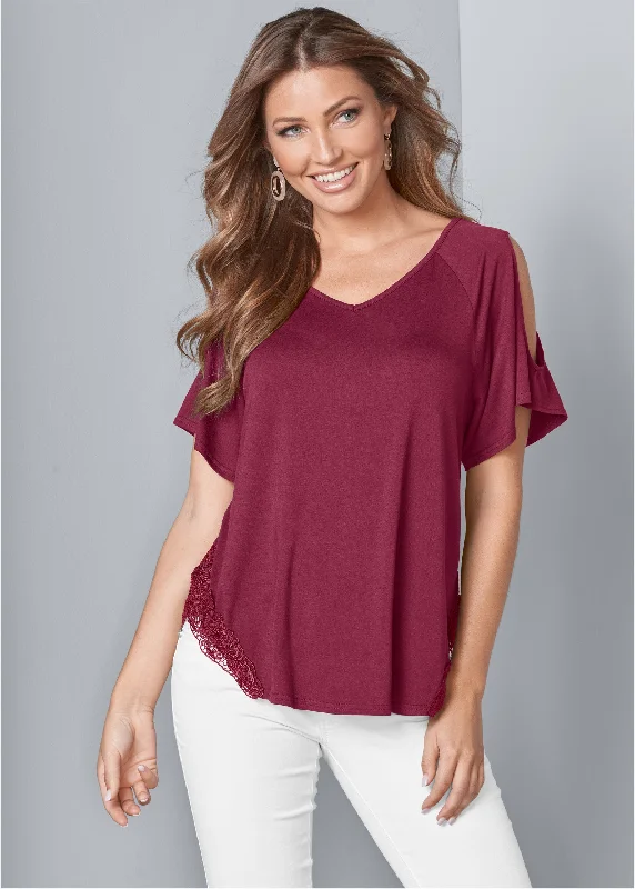 Cold-shoulder top - Red