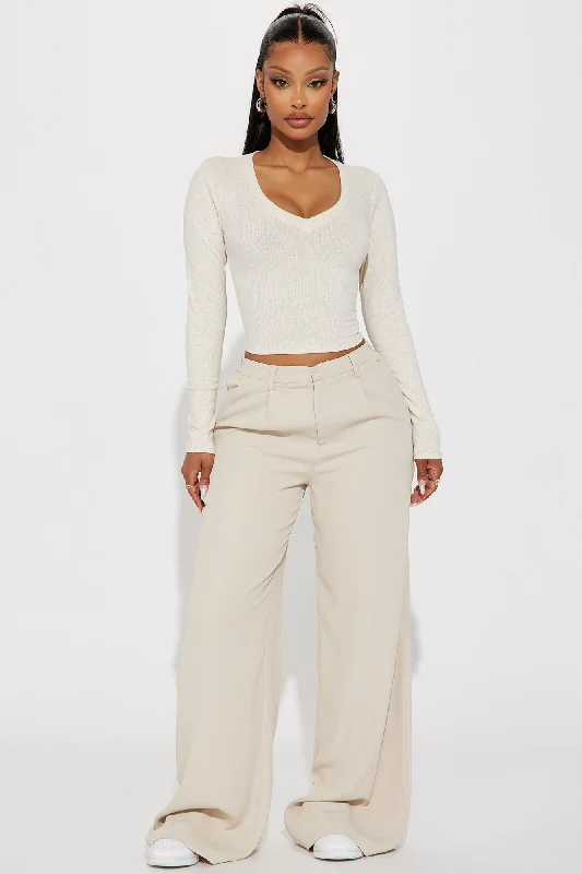 Jenni Ribbed Crop Top - Oatmeal