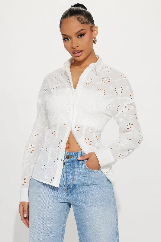 Katie Eyelet Shirt - White