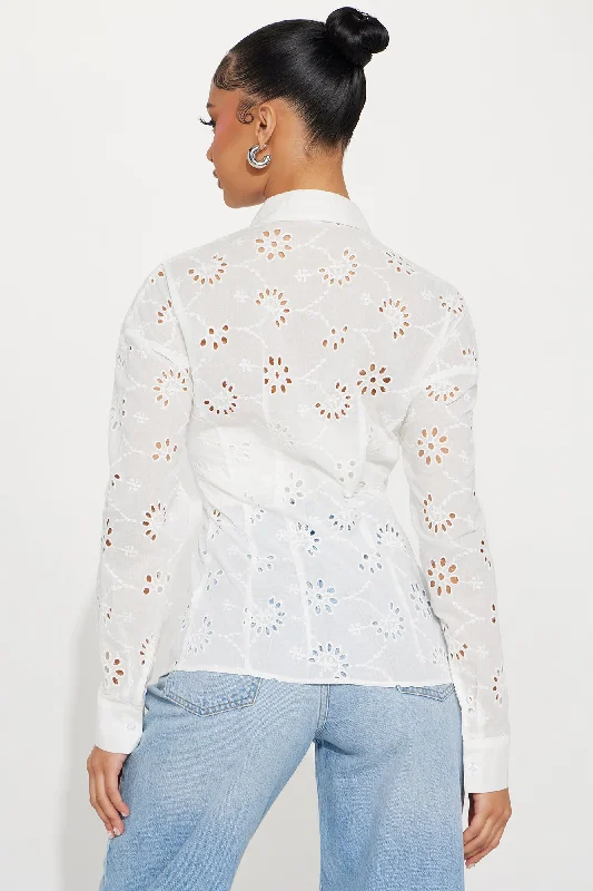 Katie Eyelet Shirt - White