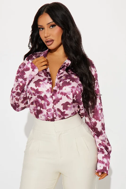 Keep Growing Floral Shirt - Burgundy/combo