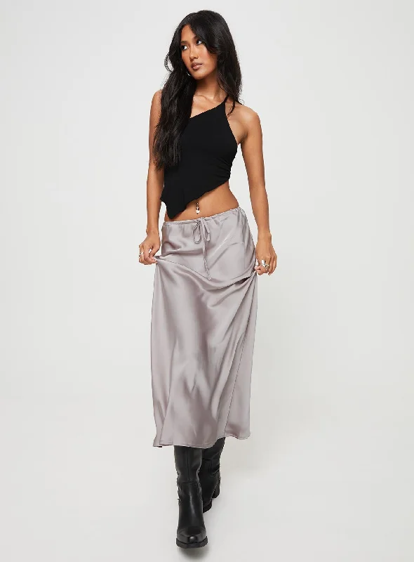 Lolie Bias Cut Midi Skirt Oyster