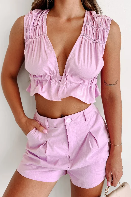 Loving Myself Adjustable Tie Back Crop Top (Lilac)