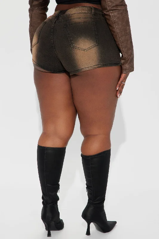 Meltdown Tinted Denim Skort - Brown