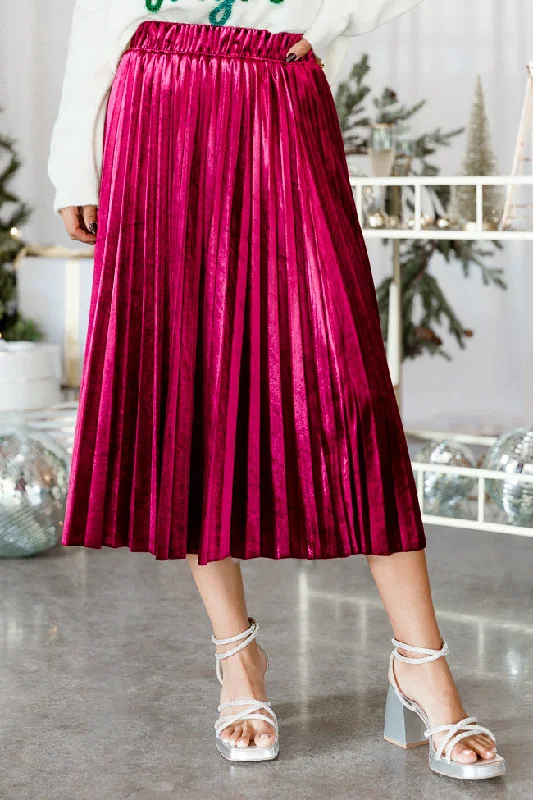 Message In A Bottle Burgundy Velvet Midi Skirt