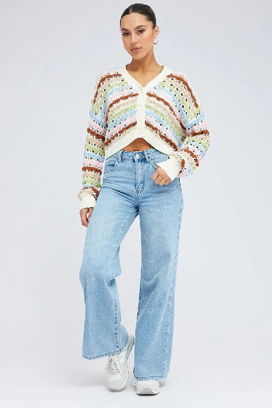 Multi Crochet Cardigan Long Sleeve