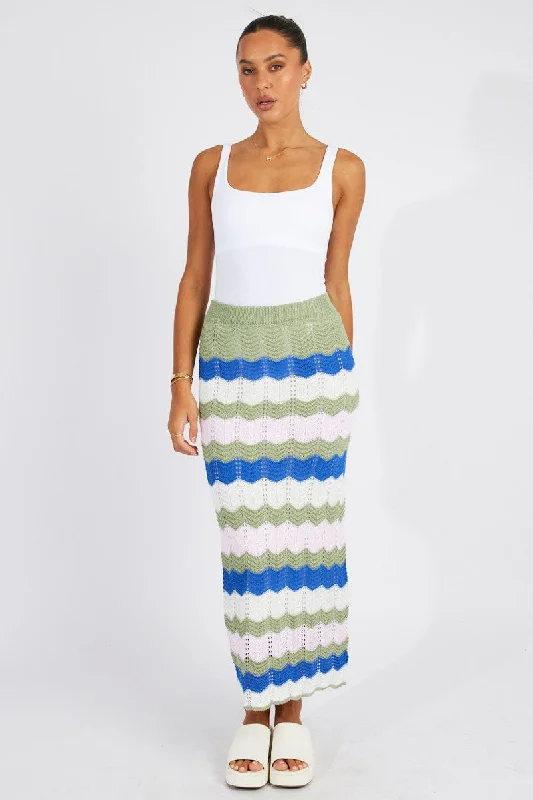 Multi Stripe Knit Skirt Crochet