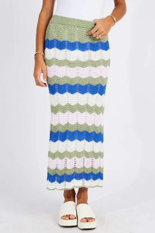 Multi Stripe Knit Skirt Crochet