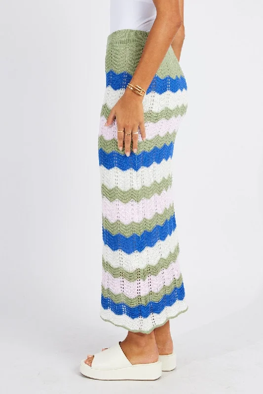 Multi Stripe Knit Skirt Crochet