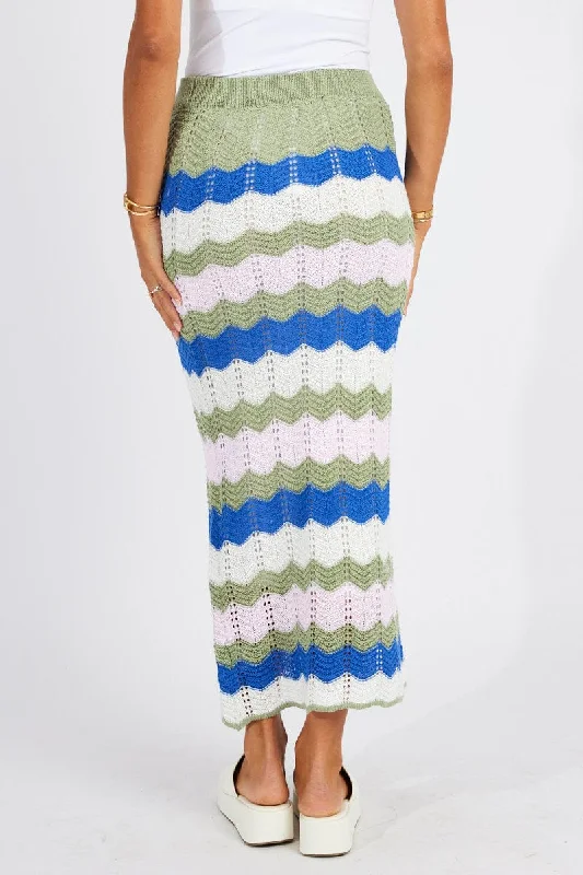 Multi Stripe Knit Skirt Crochet