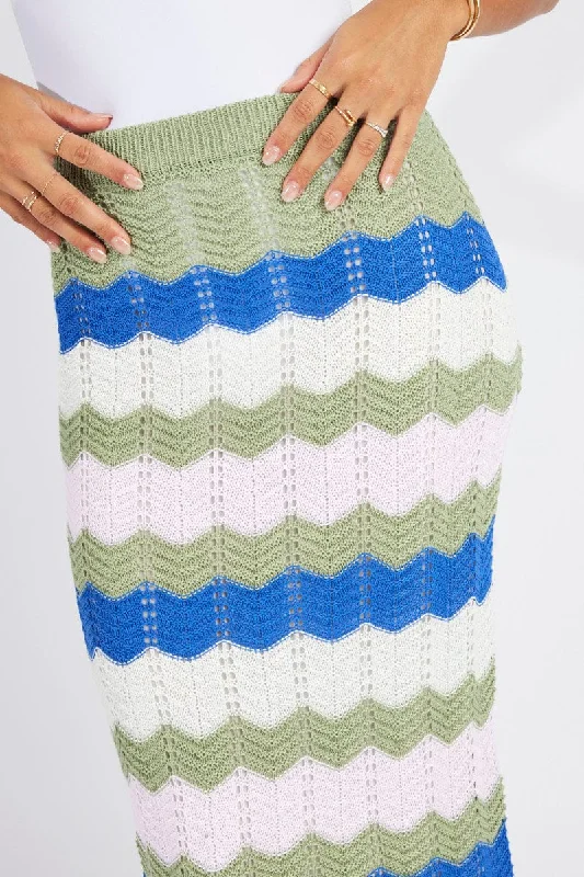 Multi Stripe Knit Skirt Crochet