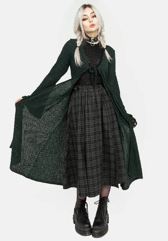 Nightingale Buckled Check Midi Skirt