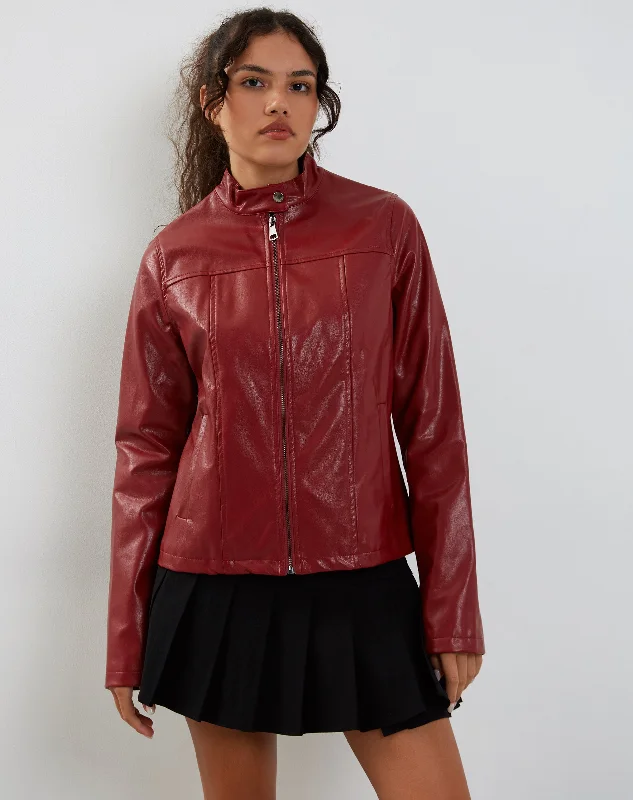 Olivia Jacket in PU Blood Red