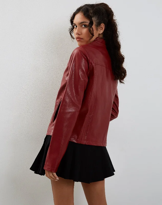 Olivia Jacket in PU Blood Red