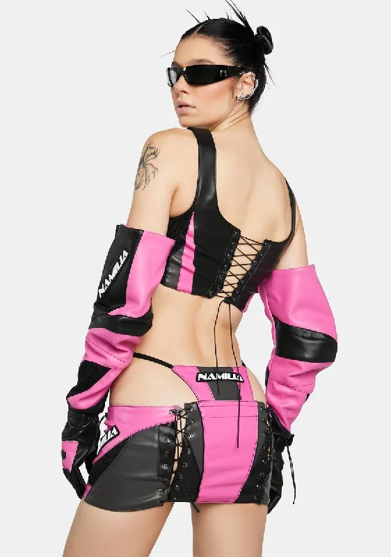 Pink Moto Thong Micro Skirt