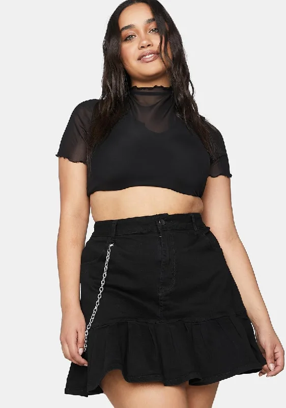 Plus Slick Call Back Later Denim Mini Skirt