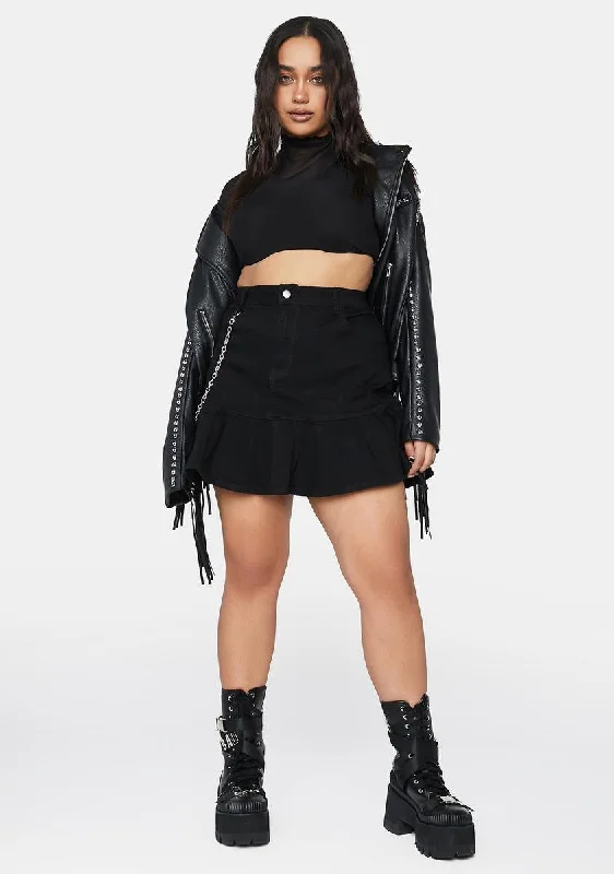 Plus Slick Call Back Later Denim Mini Skirt