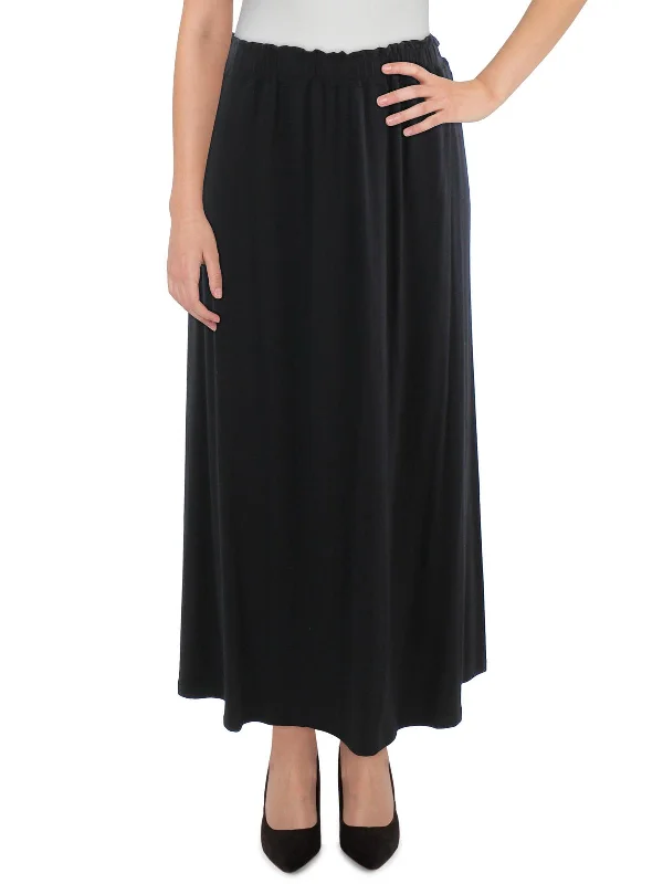 Plus Womens Ruched Long Maxi Skirt