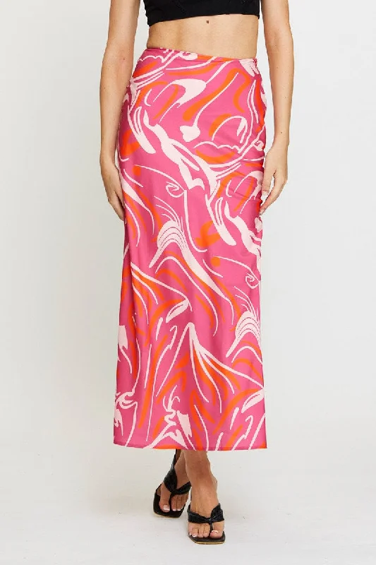 Print Slip Skirt High Rise Maxi