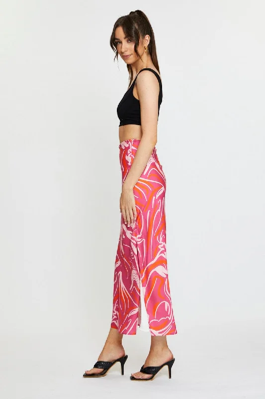 Print Slip Skirt High Rise Maxi