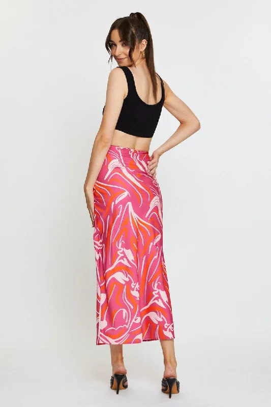 Print Slip Skirt High Rise Maxi