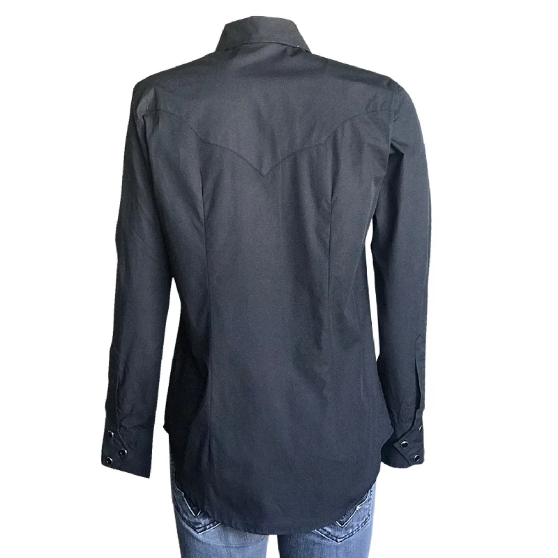 Rockmount Womens Black 100% Cotton Solid Western L/S Shirt