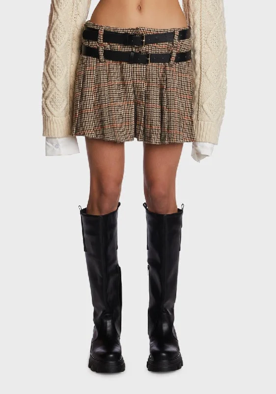 Sepia Preppy Issues Mini Skirt