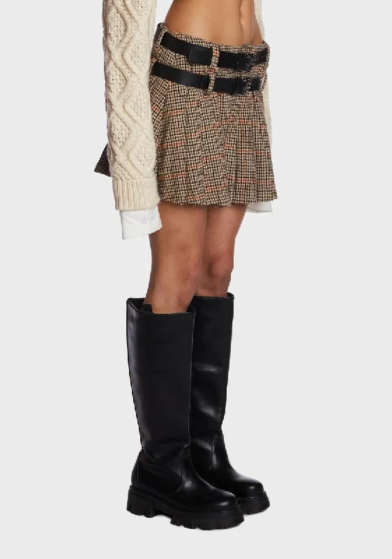 Sepia Preppy Issues Mini Skirt