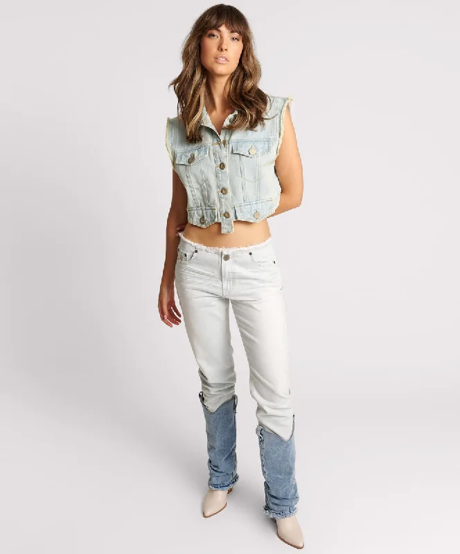 SKYBLUE CROPPED DENIM TRUCKER TOP