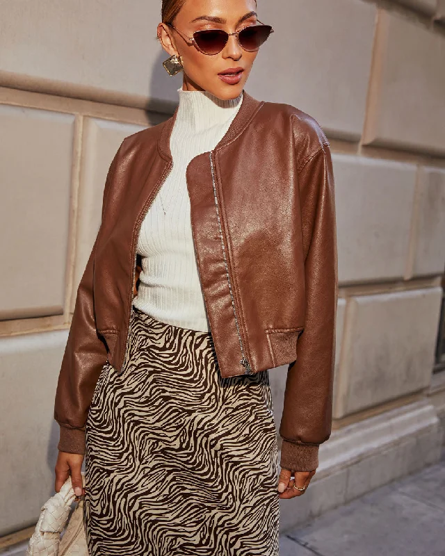 Swept Away Faux Leather Bomber Jacket