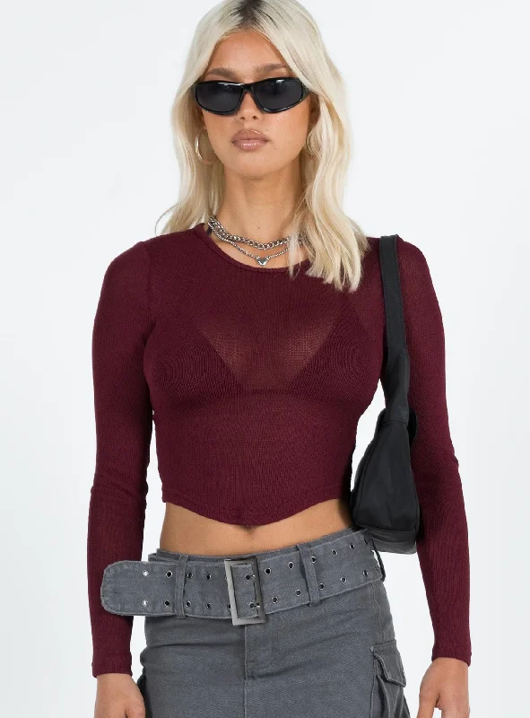 Sydelle Long Sleeve Top Maroon