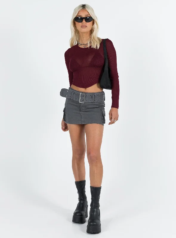 Sydelle Long Sleeve Top Maroon