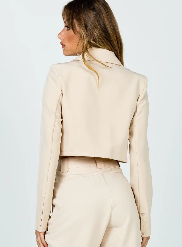 The City Cropped Blazer Beige