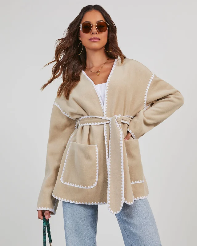 Theresa Embroidered Belted  Jacket