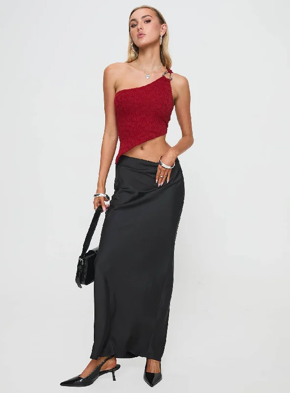 Toomba One Shoulder Top Blurred Lace Red