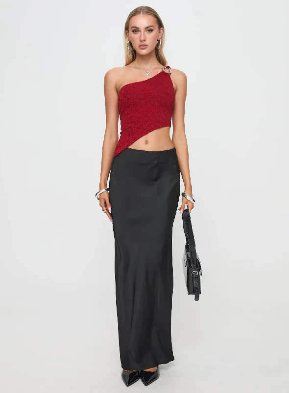 Toomba One Shoulder Top Blurred Lace Red