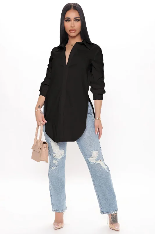 Tres Chic Poplin Shirt - Black