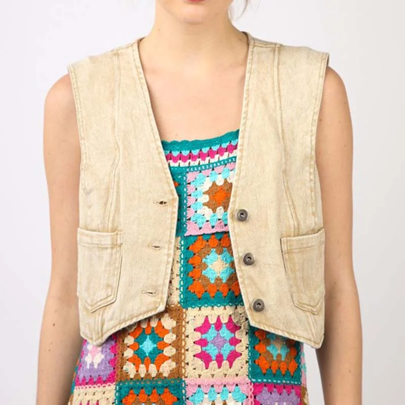 Denim Sleeveless Vest Top