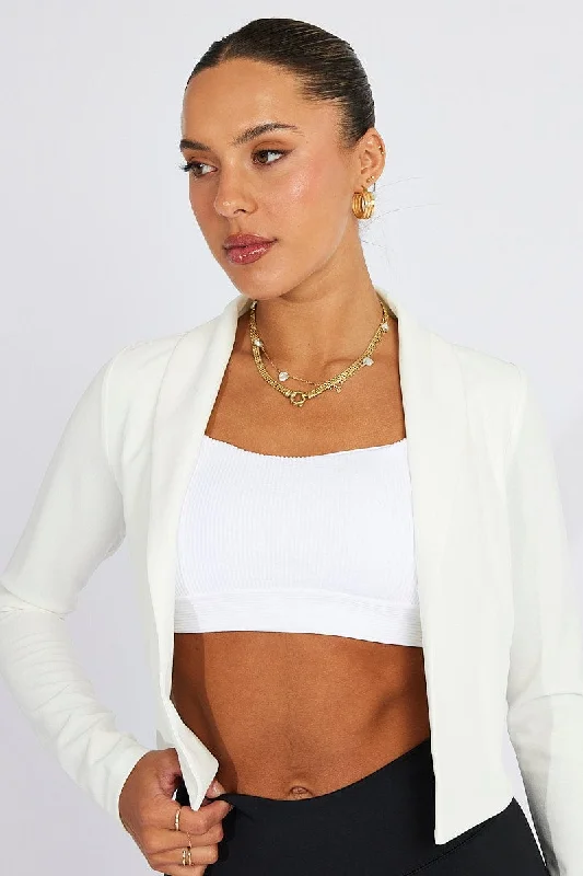 White Crop Jacket 3/4 Sleeve