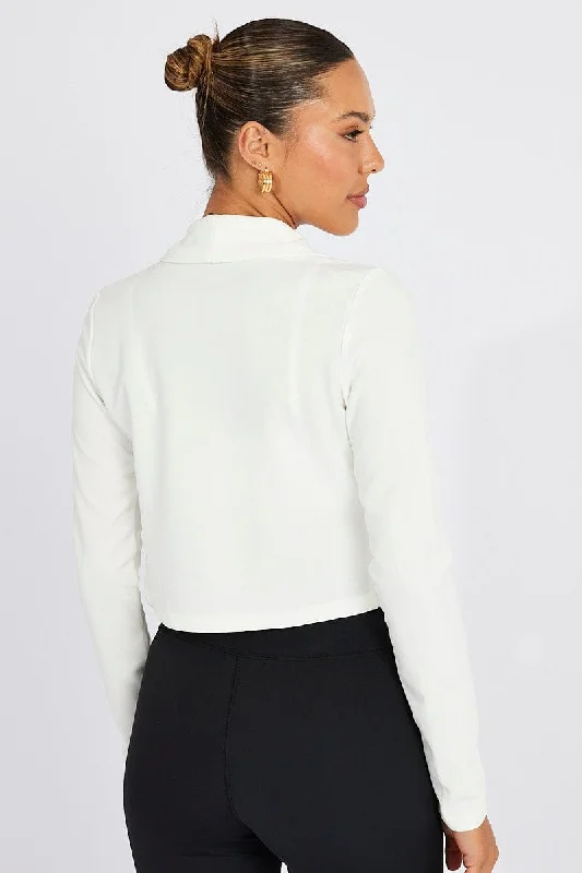 White Crop Jacket 3/4 Sleeve