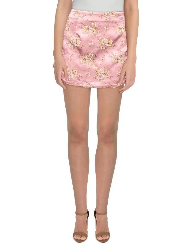 Womens Shimmer Embroidered Mini Skirt